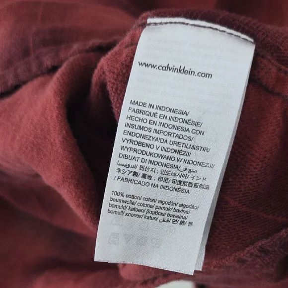 Calvin Klein Jeans Burgundy Plaid Shirt - Picture 5 of 5